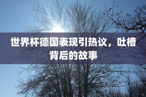 世界杯德国表现引热议，吐槽背后的故事漯河市盈旭机械设备有限公司