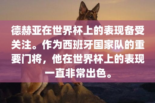 德赫亚在世界杯上的表现备漯河市盈旭机械设备有限公司受关注。作为西班牙国家队的重要门将，他在世界杯上的表现一直非常出色。