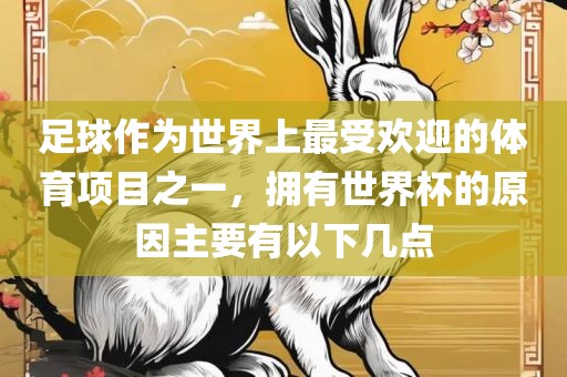 足球作为世界上最受欢迎的体育项目之一，拥有世界杯的原因主要有以下几点漯河市盈旭机械设备有限公司