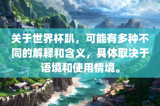 关于世界杯趴，可能有多种不同的解释和含义，具体取决于语境和使用情境。漯河市盈旭机械设备有限公司