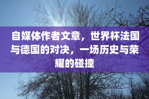 自媒体作者文章，世界杯法国与德国的对决，一场历史与荣耀的碰撞
