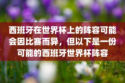西班牙在世界杯上的阵容可能会因比赛而异，但以下是一份可能的西班牙世界杯阵容