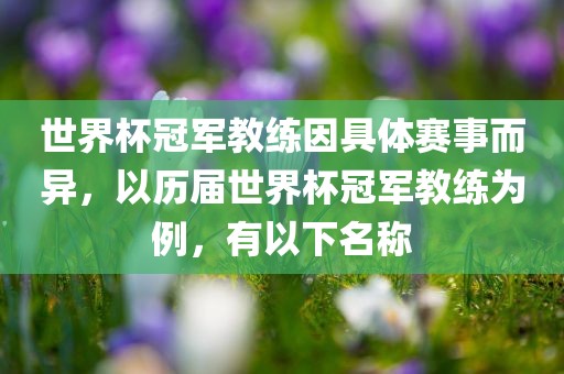 世界杯冠军教练因具体赛事而异，以历届世界杯冠军教练为例，有以下名称