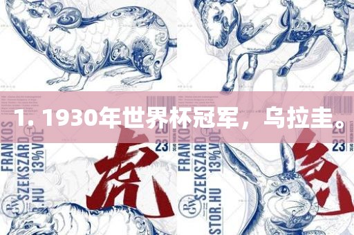 1. 1930年世界杯冠军，乌拉圭。