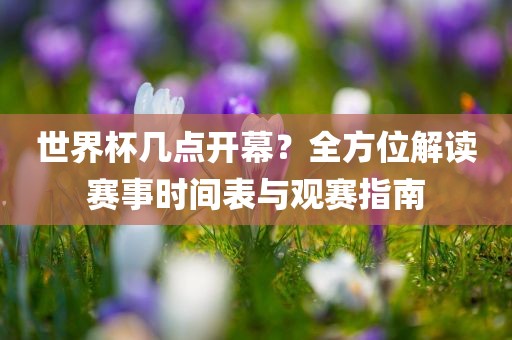 世界杯几点开幕？全方位解读赛事时间表与观赛指南