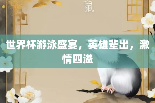 世界杯游泳盛宴，英雄辈出，激情四溢