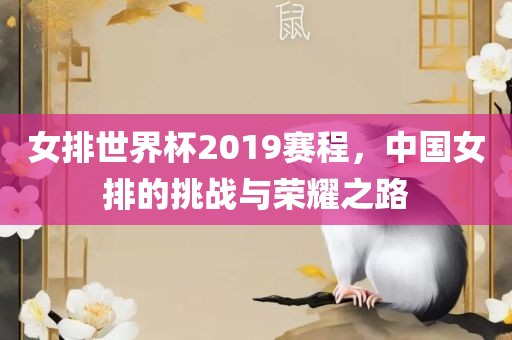 女排世界杯2019赛程，中国女排的挑战与荣耀之路