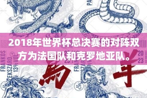 2018年世界杯总决赛的对阵双方为法国队和克罗地亚队。