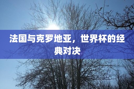 法国与克罗地亚，世界杯的经典对决漯河市盈旭机械设备有限公司
