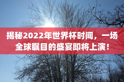 揭秘2022年世界杯时间，一场全球瞩目的盛宴即将上演！