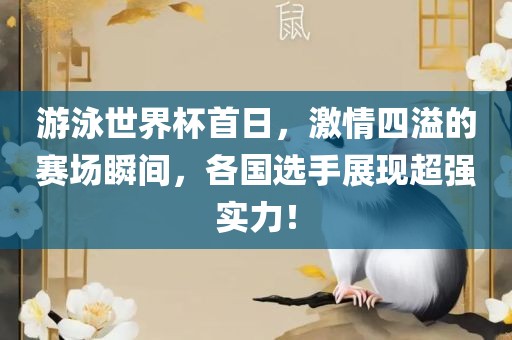 游泳世界杯首日，激情四溢的赛场瞬间，各国选手展现超强实力！