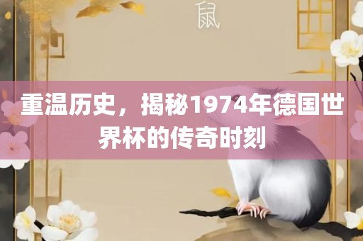 重温历史，揭秘1974年德国世界杯的传奇时刻漯河市盈旭机械设备有限公司