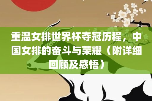 重温女排世界杯夺冠历程，中国女排的奋斗与荣耀（附详细回顾及感悟）