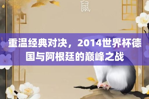 重温经典对决，2014世界杯德国与阿根廷的巅峰之战