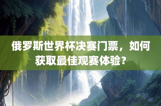 俄罗斯世界杯决赛门票，如何获取最佳观赛体验？