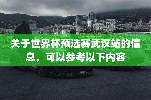 关于世界杯预选赛武汉站的信息，可以参考以下内容