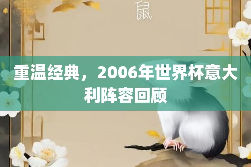 重温经典，2006年世界杯意大利阵容回顾漯河市盈旭机械设备有限公司