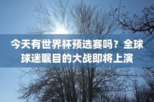 今天有世界杯预选赛吗？全球球迷瞩目的大战即将上演