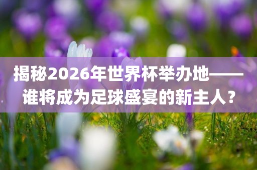 揭秘2026年世界杯举办地——谁将成为足球盛宴的新主人？