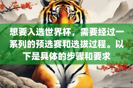 想要入选世界杯，需要经过一系列的预选赛和选拔过程。以下是具体的步骤和要求